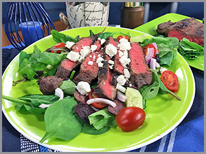 Grilled Flat Iron Steak Greek Salad